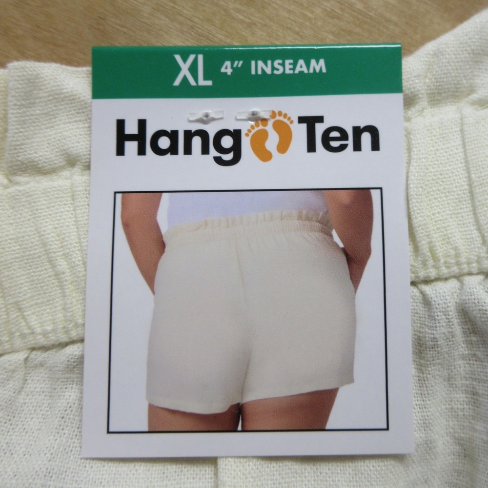 HANG TEN Linen Blend  Pull On Shorts XL Sheer Cream Ivory Drawstring Relaxed NWT - Picture 9 of 11